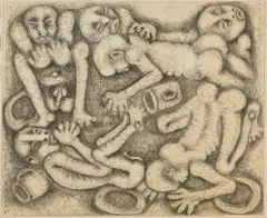 Billy (Joshua) Molokeng, Entwined Figures, mixed media