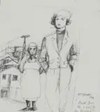 Moleleki Frank Ledimo, Aunt Dora as a Girl and her Missus, ink on paper