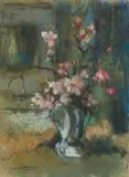 Alexander Rose-Innes, Vase with Blossoms, pastel on paper