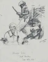 Moleleki Frank Ledimo, Memory Series, That Sunday, ink on paper