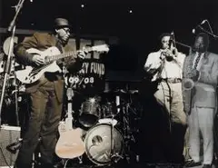 Sam Nhlengethwa, Jimmy Dludlu and Friends, photographic collage