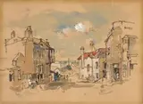 A View of the Sea from District Six by Gregoire Boonzaier, charcoal and watercolour on paper, sold Jul 2019