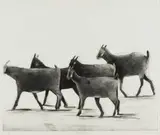 Sam Nhlengethwa, Road Crossing, etching and aquatint