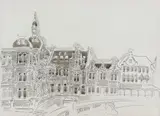 Hannes Meiring, Kerkplein, Pretoria, ink on paper