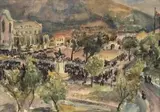 Cape Town, Visit of King; Royal Pavilion and Table Mountain by Maud Sumner, watercolour on paper, sold Jul 2019