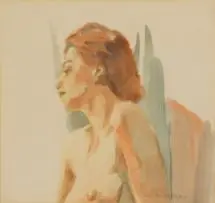 Nude Study by Erich Mayer, watercolour on paper, sold Jul 2019