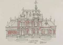 Hannes Meiring, Proposed Residence for the State President of the ZAR, Pretoria, ink on artist's board