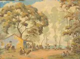 Erich Mayer, Bushveld Store, oil on canvas laid down on board