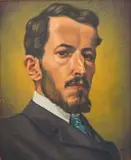 Erich Mayer, Self Portrait as Student, oil on canvas laid down on board
