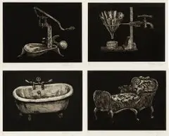 Black Objects, four by William Kentridge, etching, drypoint, aquatint and engraving, sold May 2019