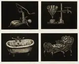 William Kentridge, Black Objects, four, etching, drypoint, aquatint and engraving
