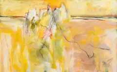 Fred Schimmel, Abstract in Yellow, mixed media on canvas