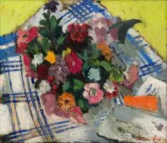 Freida Lock, Still Life with Flowers, oil on canvas