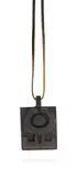 Hannes Harrs, Wooden Pendant, carved wood on a leather thong