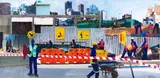 Sam Nhlengethwa, Johannesburg Construction Workers, mixed media and collage on paper