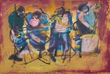 Ephraim Ngatane, Jazz Band, oil on board