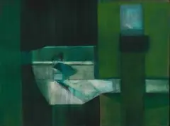 Abstract Composition by Lionel Abrams, oil on canvas, sold May 2019