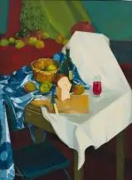 Diamond Bozas, Still Life, oil on board