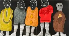 Colbert Mashile, Five Figures, mixed media on paper