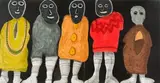 Colbert Mashile, Five Figures, mixed media on paper