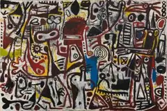 Abstract Composition by Walter Meyer, oil on canvas, sold May 2019