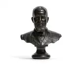 Anton van Wouw, Bust of Jan Hendrik Hofmeyr, bronze with a dark brown patina, on a bell-shaped wooden base; cast by the F.W. Braat foundry, Deft