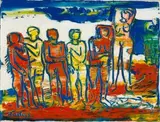 Bathers by Walter Battiss, oil on canvas, sold May 2019