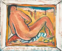 Irma Stern, Figure on the Beach, oil on board