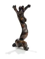 Lucas Sithole, Dancing by the Riverside (LS8506), 1985, carved umgwawuma wood with a golden brown patina