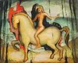 Alexis Preller, Boy on a Horse, oil on wood panel