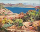 Brandvlei Dam, Worcester by Hugo Naude, oil on board, offered May 2019