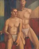 Alexis Preller, Two Male Nudes, oil on canvas