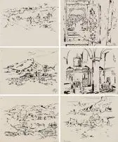 Walter Battiss, Hadhramaut, Portfolio of 41 Ink Drawings, ink on paper secured between cardboard covers