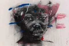 Nelson Makamo, Power over Love, charcoal and acrylic on paper