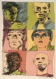 Anton Kannemeyer, Untitled (Six Portraits), colour silkscreen