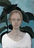 Shany van den Berg, Woman and Plant, oil on board