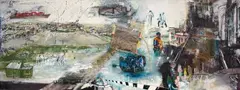 Arlene Amaler-Raviv, Merry-go-Round, oil, enamel and collage on canvas