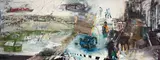 Arlene Amaler-Raviv, Merry-go-Round, oil, enamel and collage on canvas