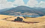 Theewaterkloof dam, Villiersdorp by Piet van Heerden, oil on board, sold Mar 2019