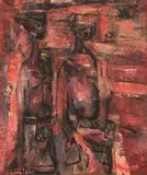 Sidney Goldblatt, Two Figures, oil on board