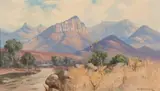 Mountains and Stream by Willem Hermanus Coetzer, oil on board, offered Mar 2019