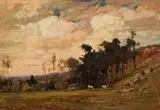 Landscape with Horses by Adriaan Boshoff, oil on board, offered Mar 2019