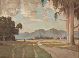 Walter Gilbert Wiles, Lengthening Shadows, Dist George, oil on board