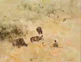 Errol Boyley, Herdboys with Cattle, oil on board
