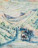 Jack Lugg, Herding Animals along Mountain Path, oil on board