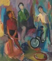 Three Boys by Kenneth Baker, oil on board, sold Mar 2019