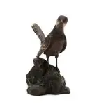 Robert Leggat, Cape Rock-Jumper (Chaetops frenatus), bronze, sterling silver and garnets