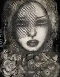 Eris Silke, Self Portrait, mixed media and collage on board
