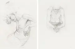 Johann Moolman, Male Nude, two, charcoal on paper