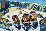 Richard Cheales, Ou Hawe (Old Harbour), gouache on board
